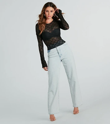 Chic And Sheer Lace Long Sleeve Top