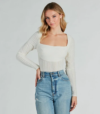 Revival Texture Knit Long Sleeve Bodysuit