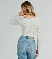 Revival Texture Knit Long Sleeve Bodysuit