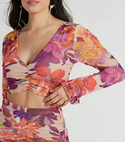 Bloom With A View V-Neck Floral Crop Top