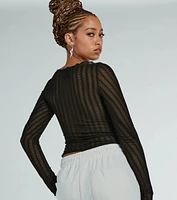 Perfectly Delicate Long Sleeve Lace Crop Top