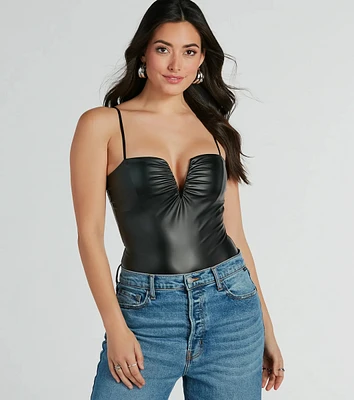 Cool Girl Certified Faux Leather Bodysuit