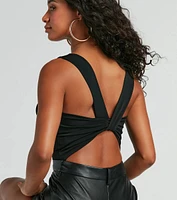 Party The Back Cowl Neck Strappy Bodysuit