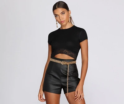 Lace Trim Ribbed Crop Top