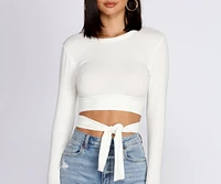 Wrap Waist Ribbed Crop Top