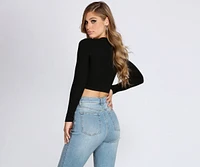 Ribbed Knit Basic Crop Top