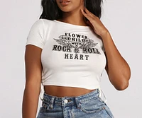 Rock Flower Child Cropped Crew Neck Graphic Top