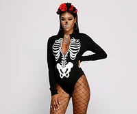 Sultry Skeleton Babe Bodysuit