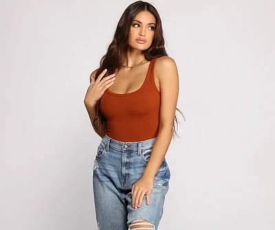 What's The Scoop Ribbed Tank Bodysuit