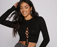 Lace-Up Jersey Knit Crop Top