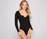 Back to Basics Notched Knit Bodysuit