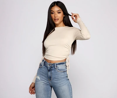 Side Tie Ribbed Knit Crop Top