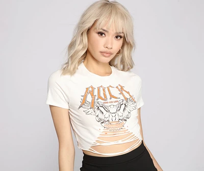 Rocker Chic Cropped Graphic Tee