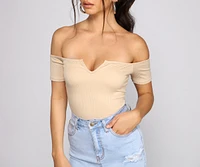 Off The Shoulder Ribbed Bodysuit