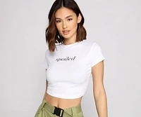 Spoiled Script Crop Top