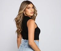 Trendy And Chic Ribbed Knit Crop Top
