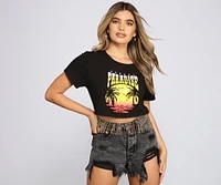 Sunset Paradise Cropped Graphic Tee
