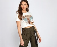 Motorcycle Chic Slashed Crop Top