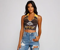 Biker Babe Graphic Halter Crop Top