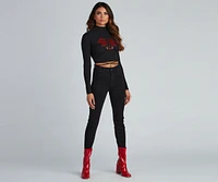 Brave And Bold Dragon Lace Up Crop Top