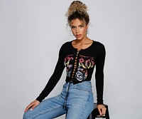 Hot Rod Lace-Up Graphic Top