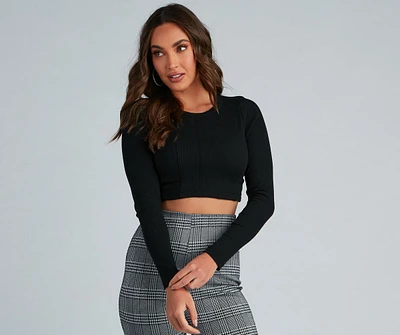 Trendy Basic Ribbed Knit Crop Top