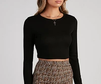 Keeping Knit Casual Crop Top