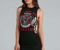 Born To Rock Lace-Up Graphic Tunic