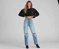 Split Emotions Cutout Crop Top