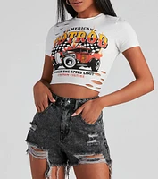 Destructed Hotrod Graphic Cropped Tee