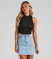 High Priority Mock Neck Crop Top