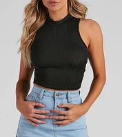 High Priority Mock Neck Crop Top