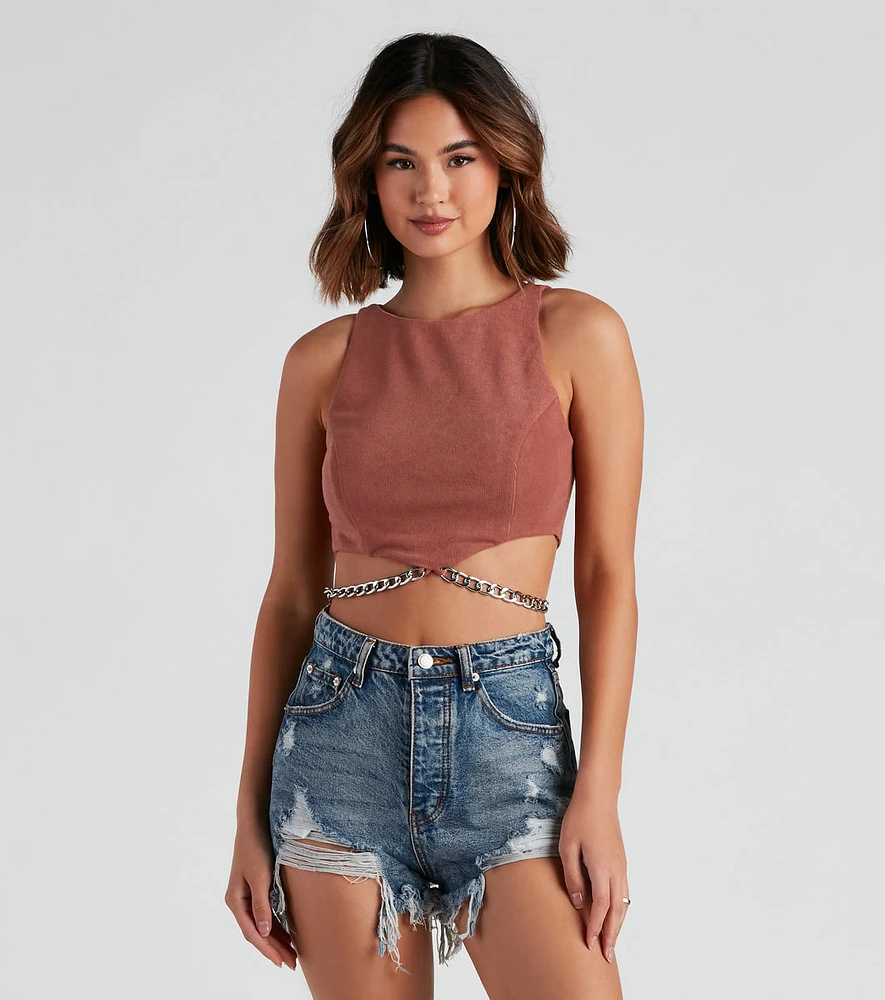 Chain Of Plans High Neck Crop Top