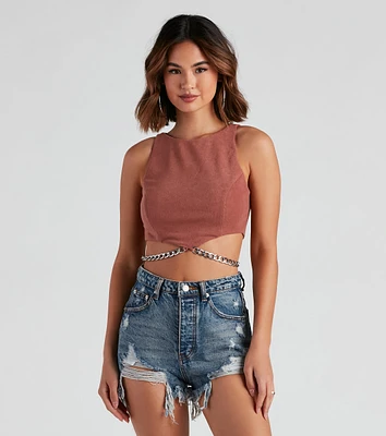 Chain Of Plans High Neck Crop Top