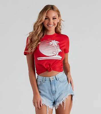 Sunset Paradise Graphic Knot Tee