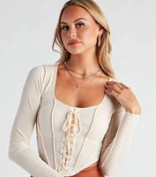 Casually Chic Long Sleeve Corset Top