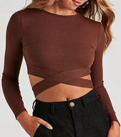 Trendy Tie-Back Long Sleeve Crop Top