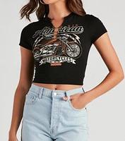 Motorcycle Babe Graphic Crop Tee