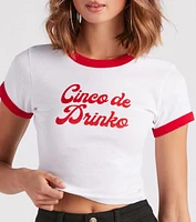 Cinco De Drinko Crop Graphic Tee