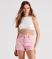 Fringe Benefits High Neck Crop Top