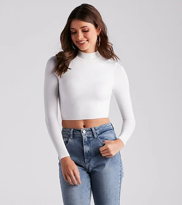 Hit The Basics Mock Neck Crop Top