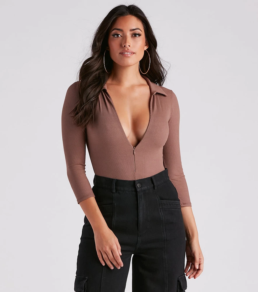 Casual Trendsetter Henley Bodysuit