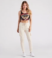 Rock And Roll Cropped Graphic Tee