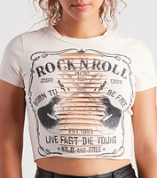 Born To Rock Graphic Slash Crop Tee