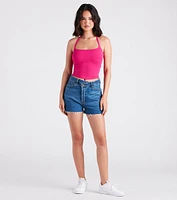 Back To Basics Halter Rib Knit Crop Top