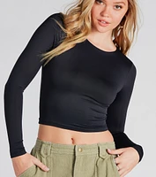 Smooth Silhouette Crew Neck Long Sleeve Top