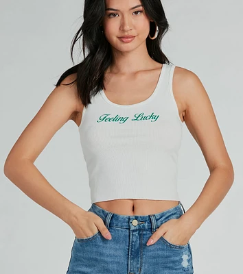 Feeling Lucky Graphic Tank Crop Top