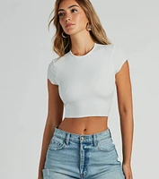 Trendy Cutie Lace-Up Ribbed Smooth Knit Crop Top