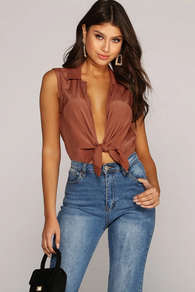 Sexy Sophisticate Tie Front Bodysuit