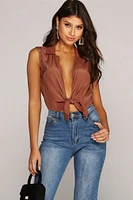 Sexy Sophisticate Tie Front Bodysuit